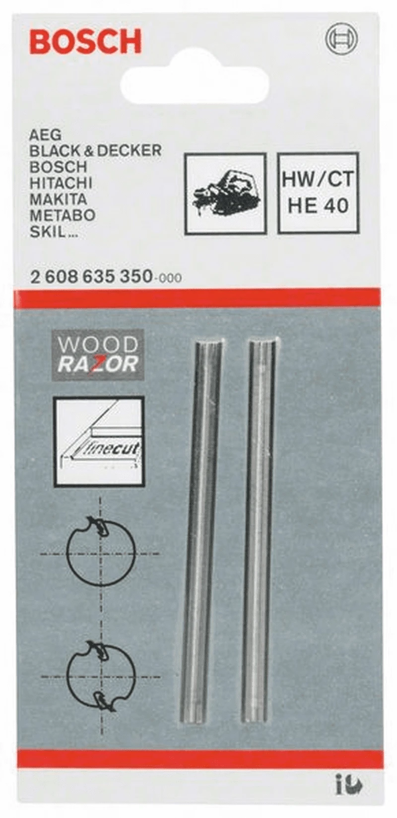 Bosch Hobelmesser Scharf Gerade HM 82 X 5,5 Mm 40° 2er-Pack 2608635350