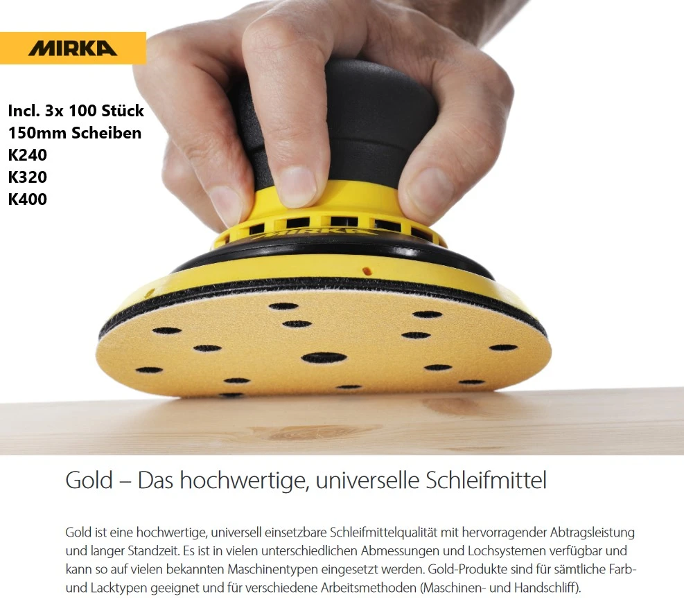 Mirka Exzenterschleifer DEROS 5650CV 125/150mm + Mirka Schleifpapier K240, K320, K400 – Bild 4