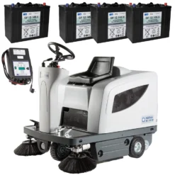 NILFISK SR 1101 B SR1101 Aufsitz Kehrmaschine + 4x Akku 1x Ladegerät 2x Kehrbesen 9084310010